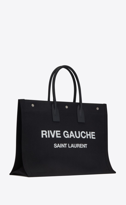 RIVE GAUCHE LARGE TOTE BAG IN PRINTED CANVAS AND LEATHER